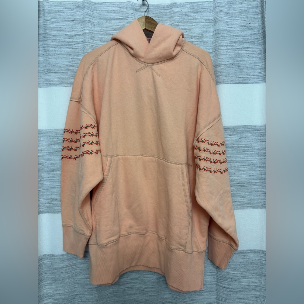 Free People Movement At My Best Embroidered Hoodie Pastel Peach Combo - NWOT - Picture 2 of 10